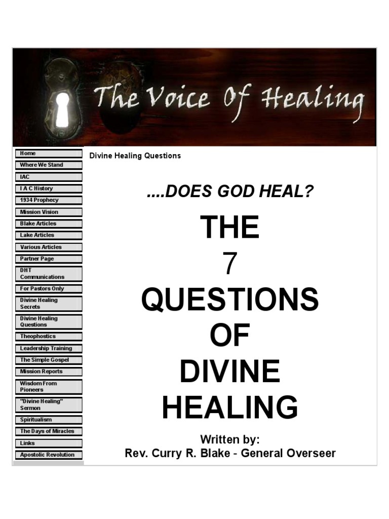 Divine Healing Questions | PDF | Serpents In The Bible | Jesus