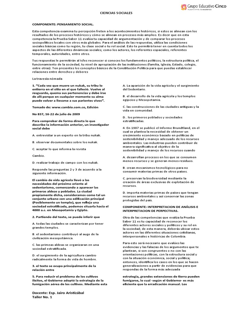 Evaluación de Competencias en Ciencias Sociales | PDF | Colombia | Sociedad