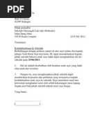 Surat Tidak Dapat Hadir Ke Sekolah