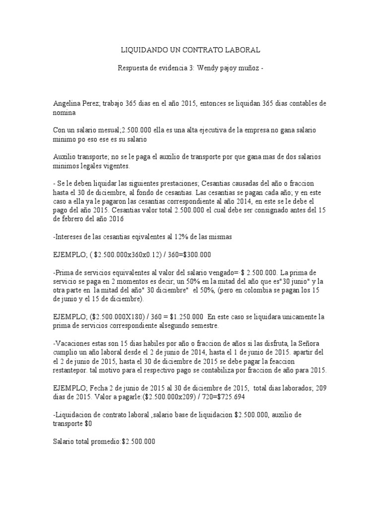 Liquidando Un Contrato Laboral | PDF