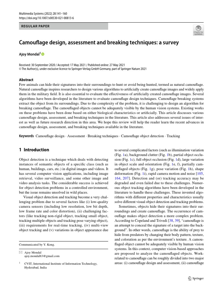 Camouflage Design, Assessment and Breaking Techniques: A Survey | PDF ...