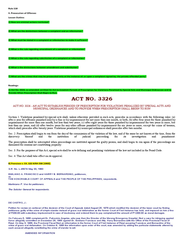 CRIM PRO Lesson 2 Download Free PDF Defamation Statute Of Limitations