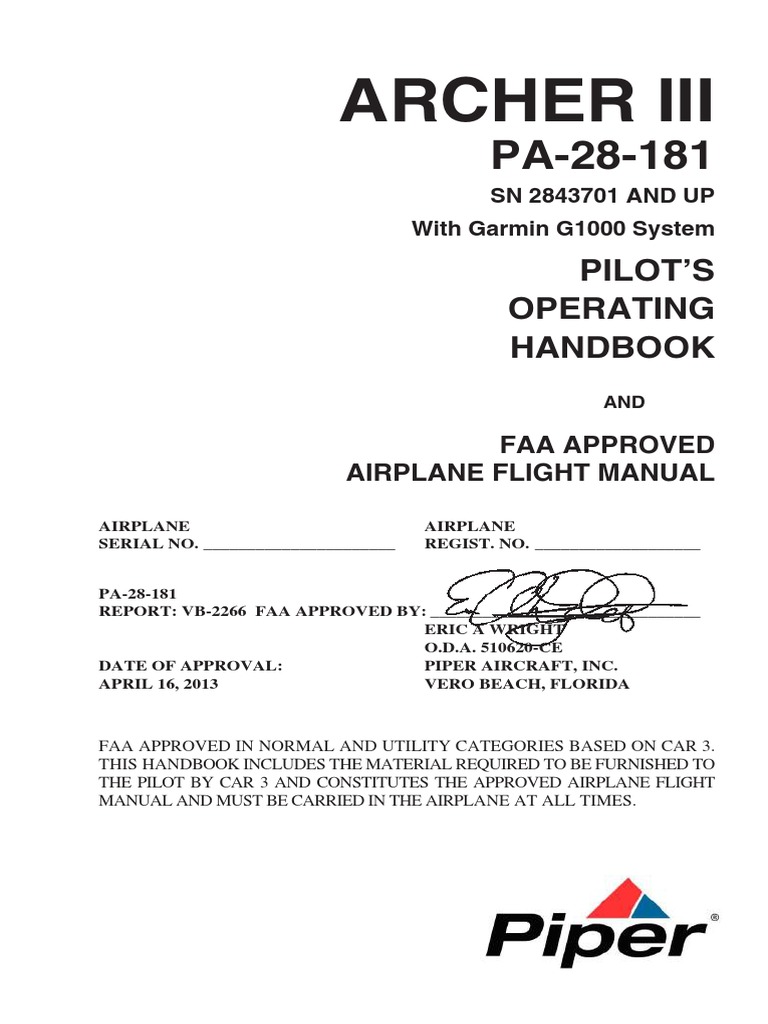 Archer TX g1000 Poh PDF Airspeed Atmospheric Pressure
