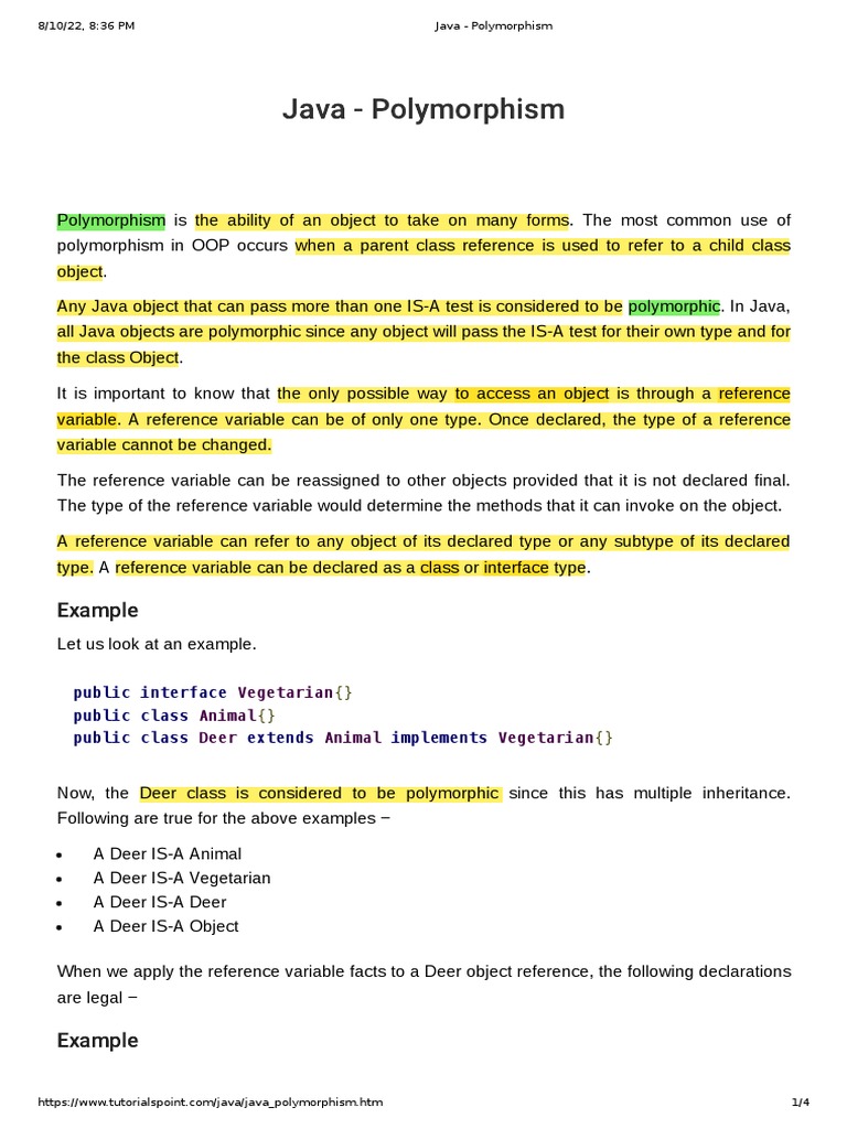 Java - Polymorphism | PDF | Inheritance (Object Oriented Programming ...