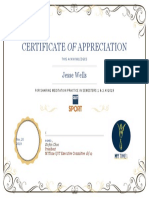 Certificate of Appreciation - Jesse Wells