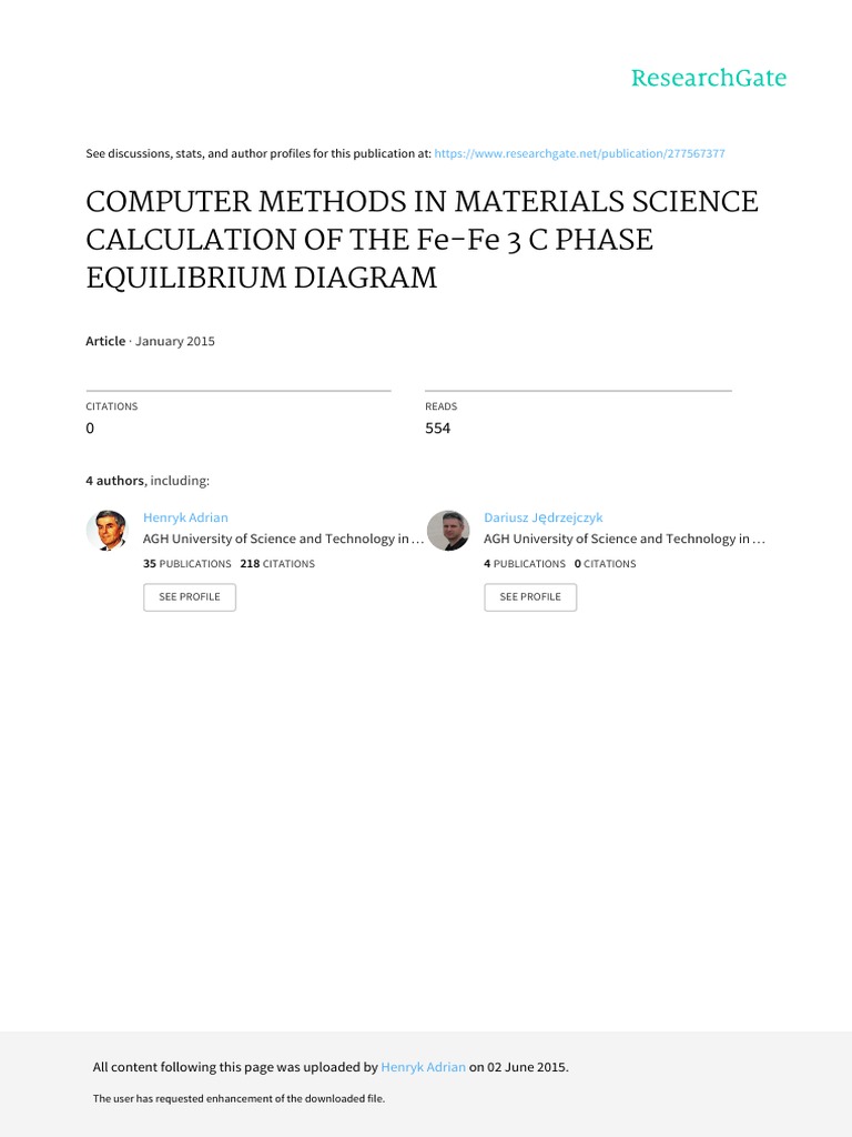 Computer Methods in Materials Science Calculation of The Fe-Fe3C Phase ...