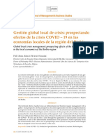 Gestión Global Local de Crisis Prospectando Efectos de La Crisis COVID - 19 en Las Economías Locales de La Región Del Biobío