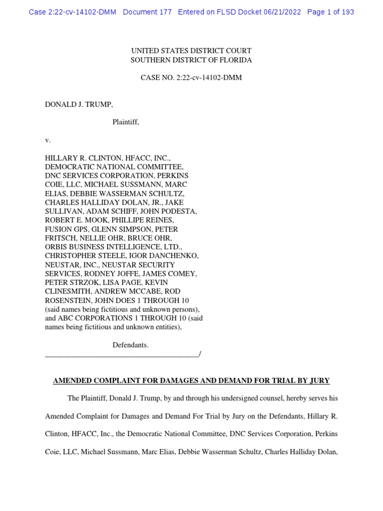 Amended Complaint For Damages and Demand For Trial by Jury | PDF ...