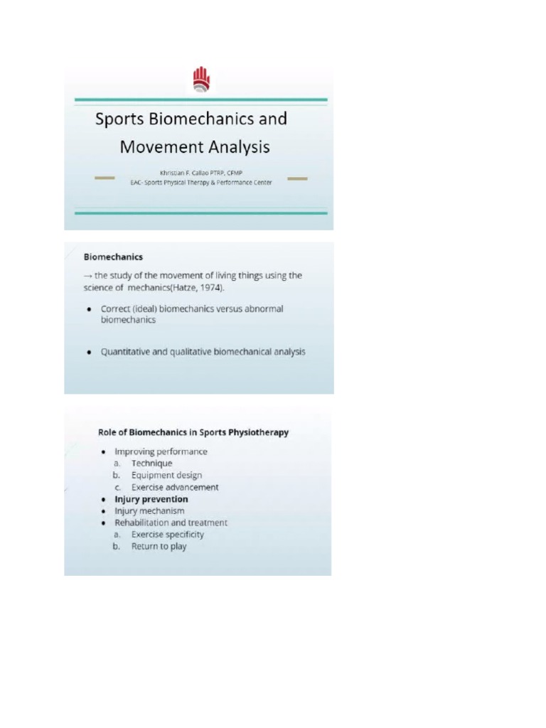 Sports Biomechanics and Movement Analysis | PDF | Career & Growth ...