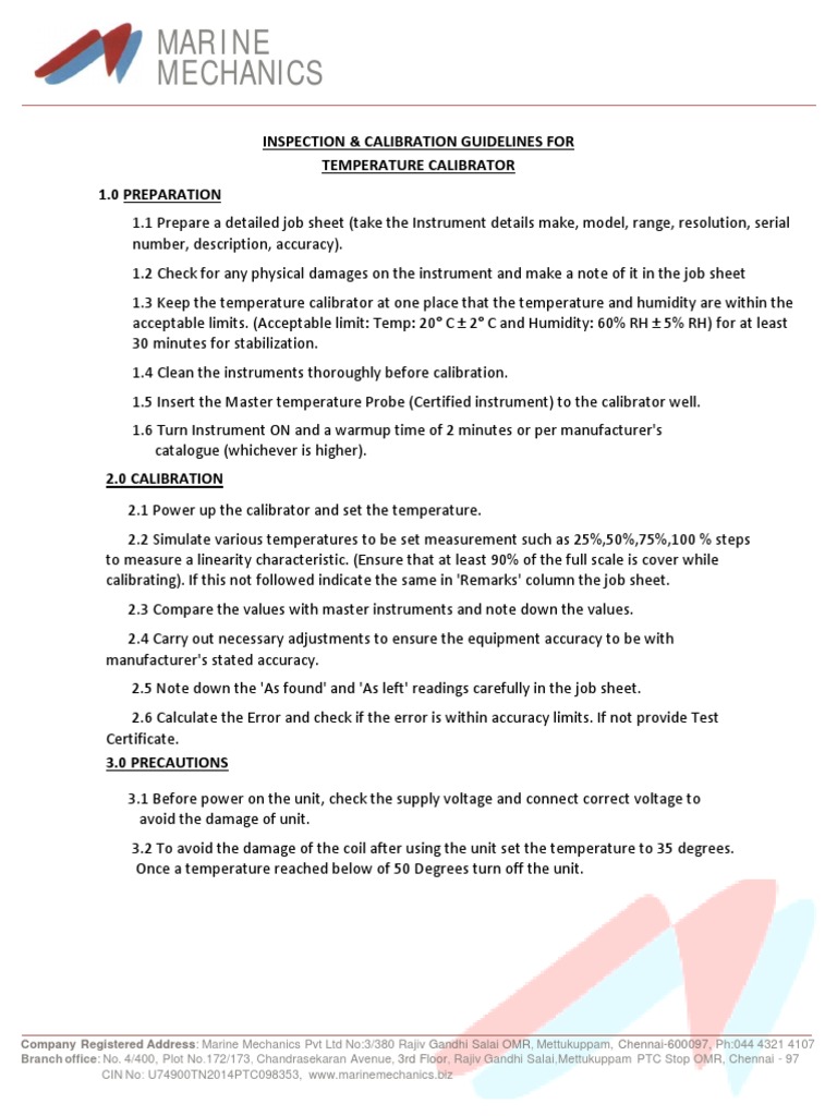 Temperature Calibrator - Guideliness | PDF | Calibration | Accuracy And