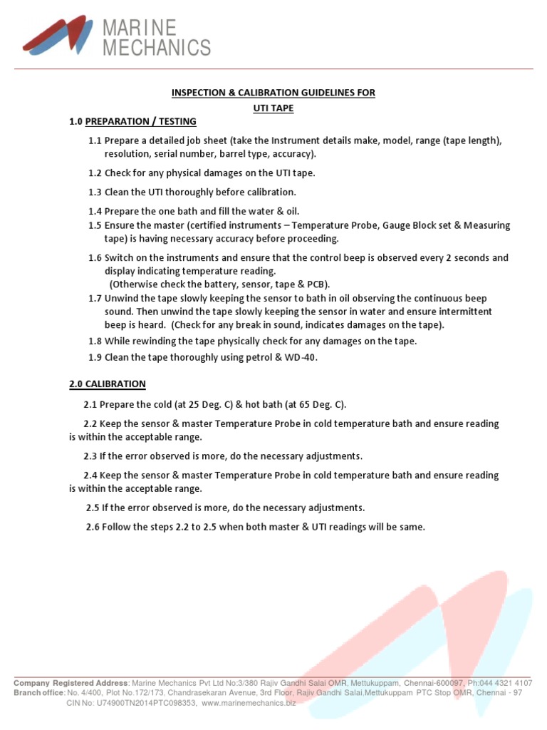 Uti Tape Guideliness PDF Calibration Metrology
