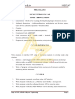 Microcontrollers Lab 18ECL47: Vtu Syllabus