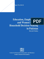 Education, Employment, and Women's Say in Household Decision-Making in Pakistan