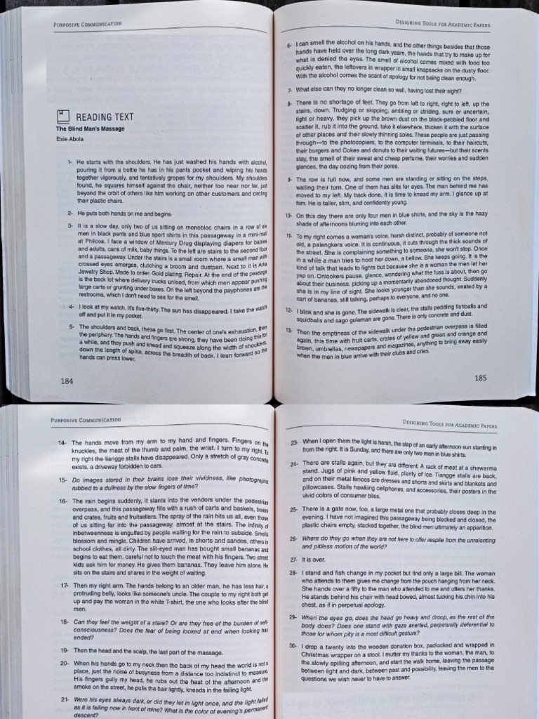 The Blind Man s Massage By Exie Abola PDF