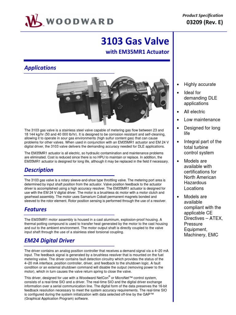 3103 Gas Valve PDF Electric Motor Valve