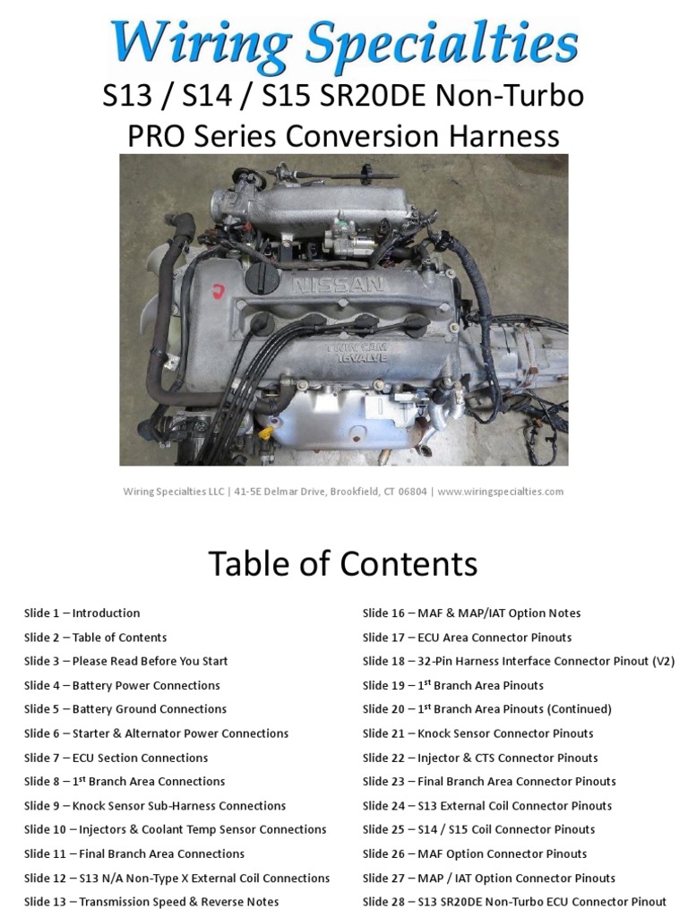 SR20DE Non-Turbo Install Guide | PDF | Electrical Connector