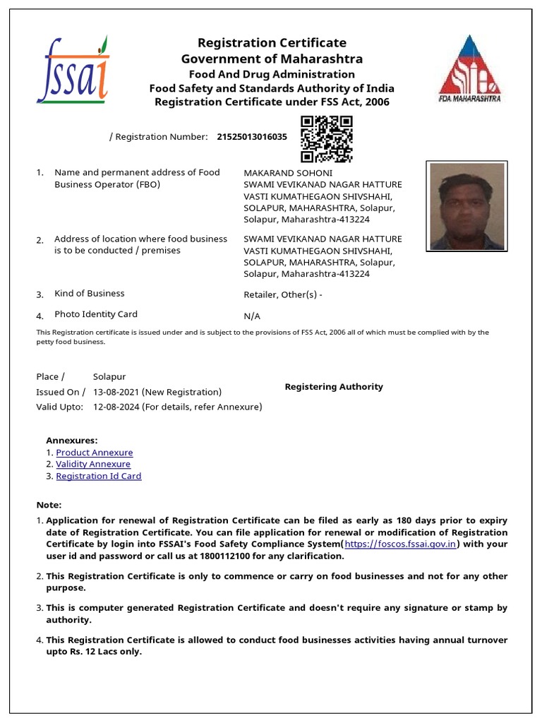 Registration Certificate Government of Maharashtra | PDF