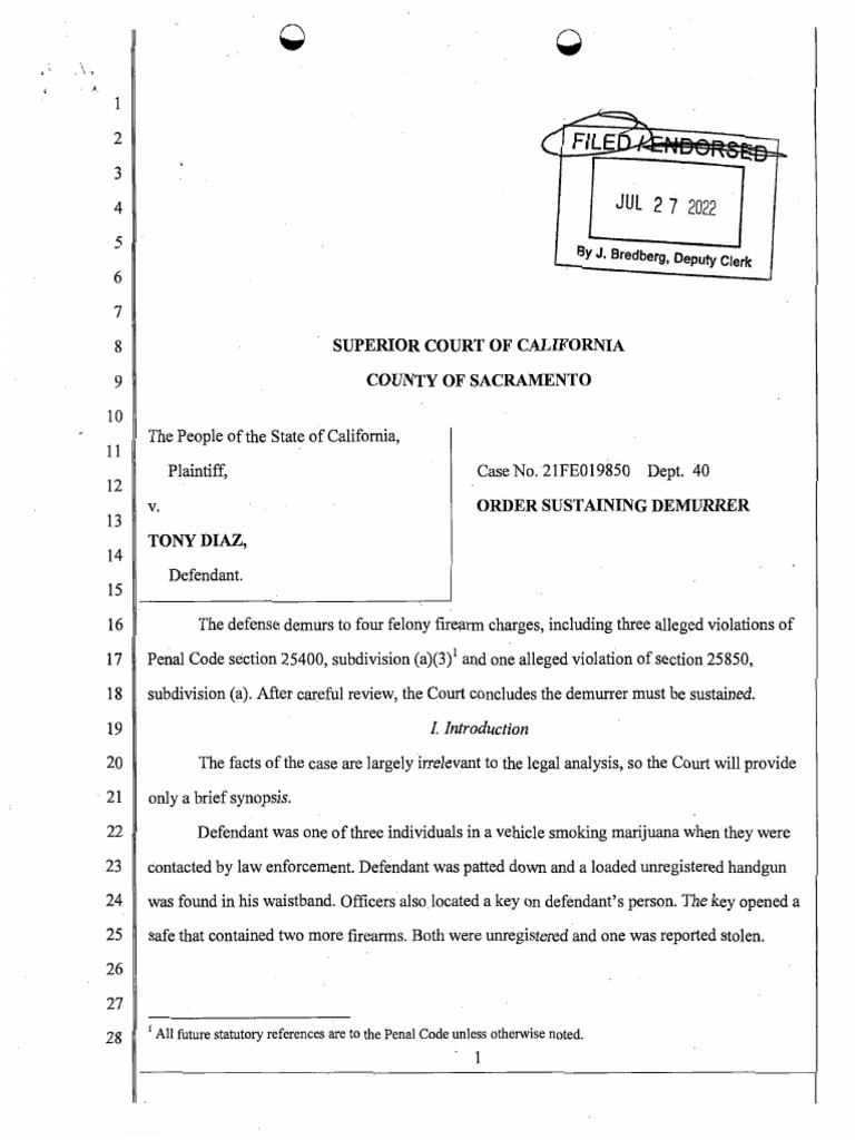 Court Order on Firearm Charges Demurrer | PDF | Concealed Carry In The ...