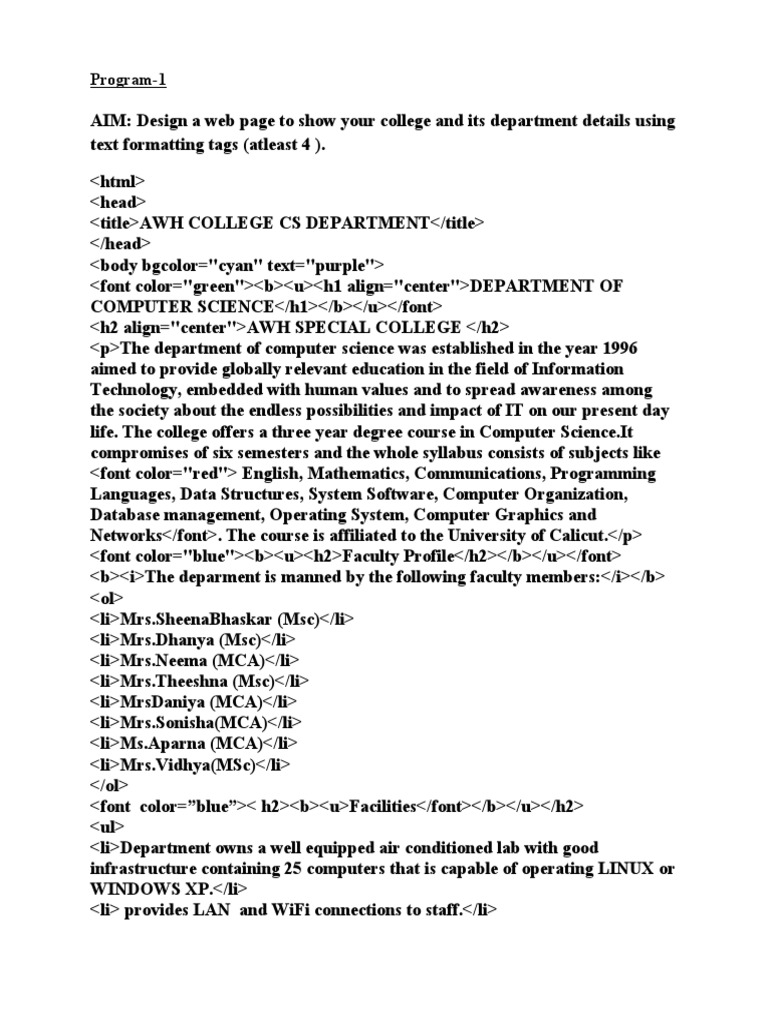HTML Lab Record2022 For Merge PDF Html Element Computer Science