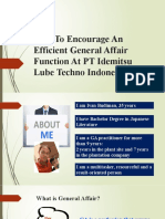 How To Encourage An Efficient General Affair Function at PT Idemitsu Lube Techno Indonesia