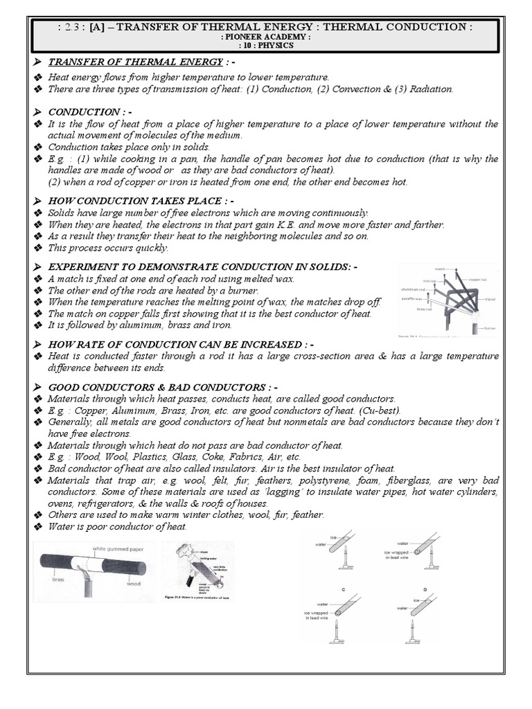 Thermal Energy Conduction Examples