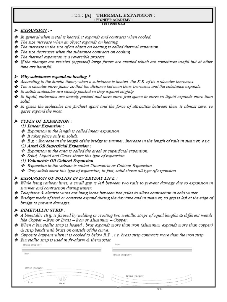 (2.2) A Thermal Expansion PDF Thermal Expansion Physical Sciences