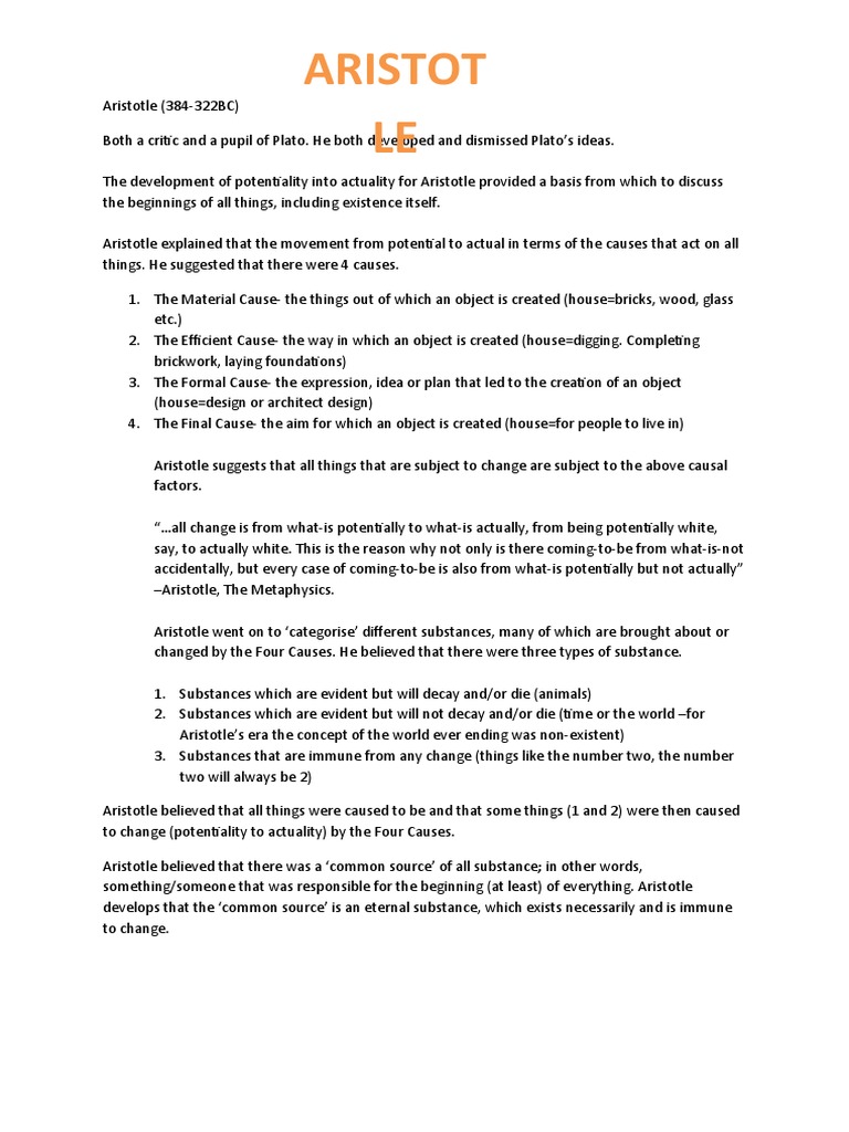 Aristotle Revision Pdf Substance Theory Aristotle