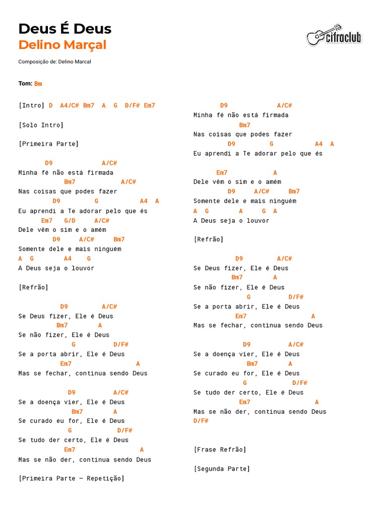 Cifra Club - Delino Marçal - Deus É Deus | PDF | Notação musical ...