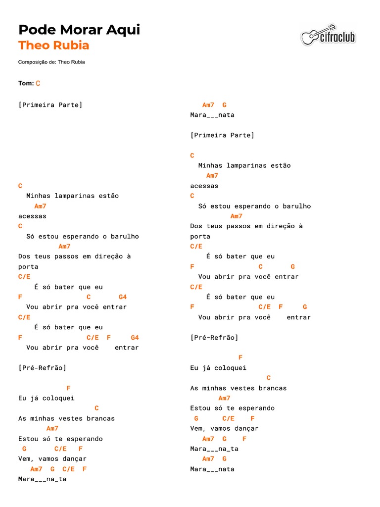 Pode Morar Aqui Cifra PDF