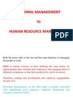 Personal Managment Vs HRM