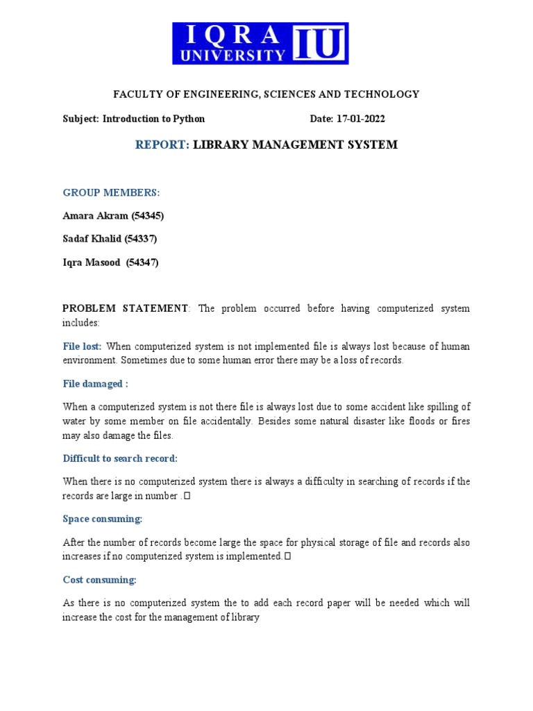 FINAL REPORT PYTHON | PDF | Libraries | Python (Programming Language)
