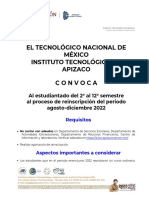 TecNM-ITApizaco ConvReinscripcionAgoDic2022