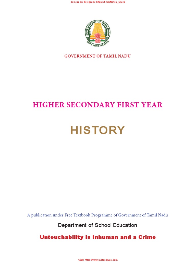 Tamil Nadu History Class 11 Latest PDF Paleolithic Stone Age