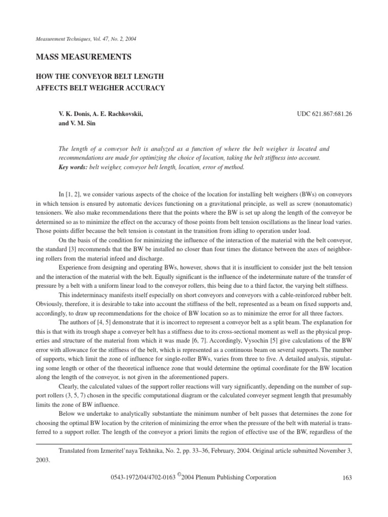 3.HOW THE CONVEYOR BELT LENGTH PDF Belt (Mechanical) Young's Modulus