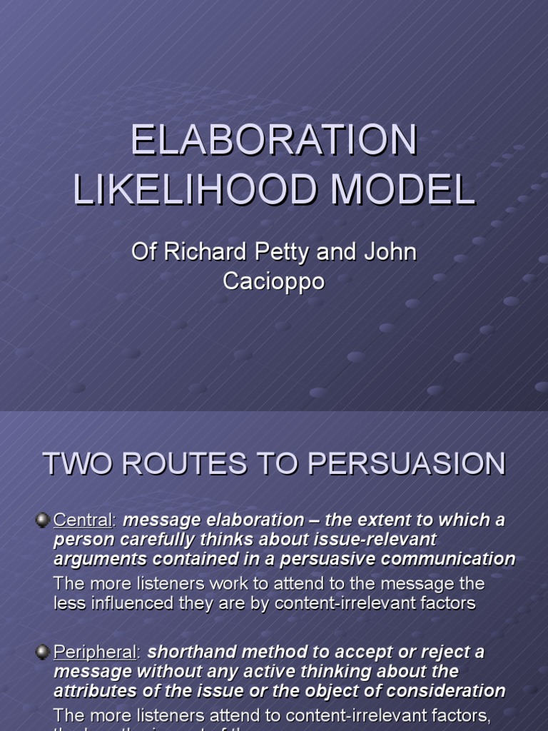 Elaboration Likelihood Model Download Free PDF Communication