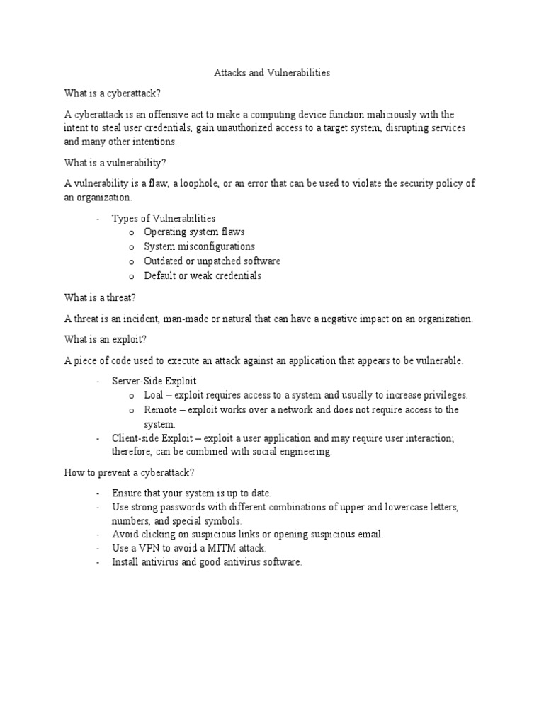 Lesson 3 - Attacks and Vulnerabilities | PDF | Computers