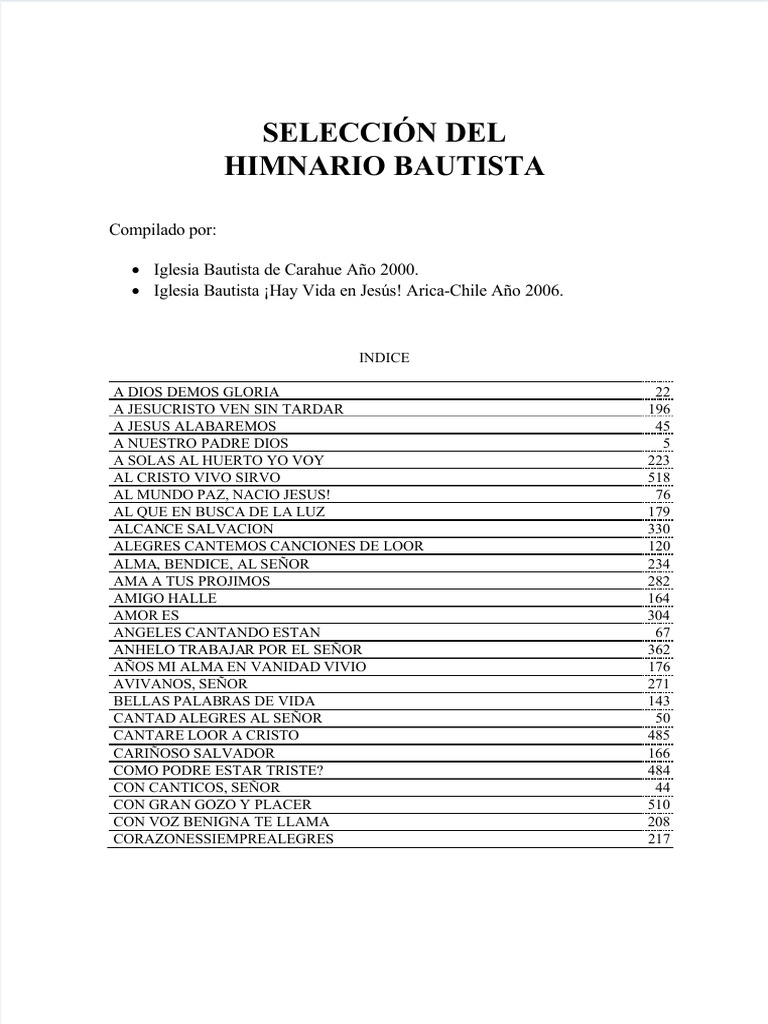 Fdocuments - MX - Himnario Bautista Solo Letras | Descargar gratis PDF ...