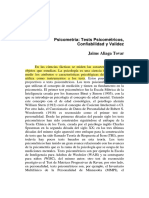 Aliaga, J. (2006); Psicometría. Test psicométricos, confiabilidad y validez