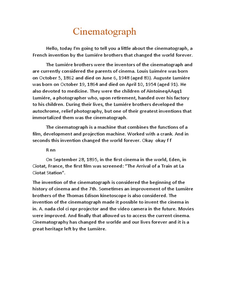 Lumière Brothers' Cinematograph Invention | PDF | Young Adult