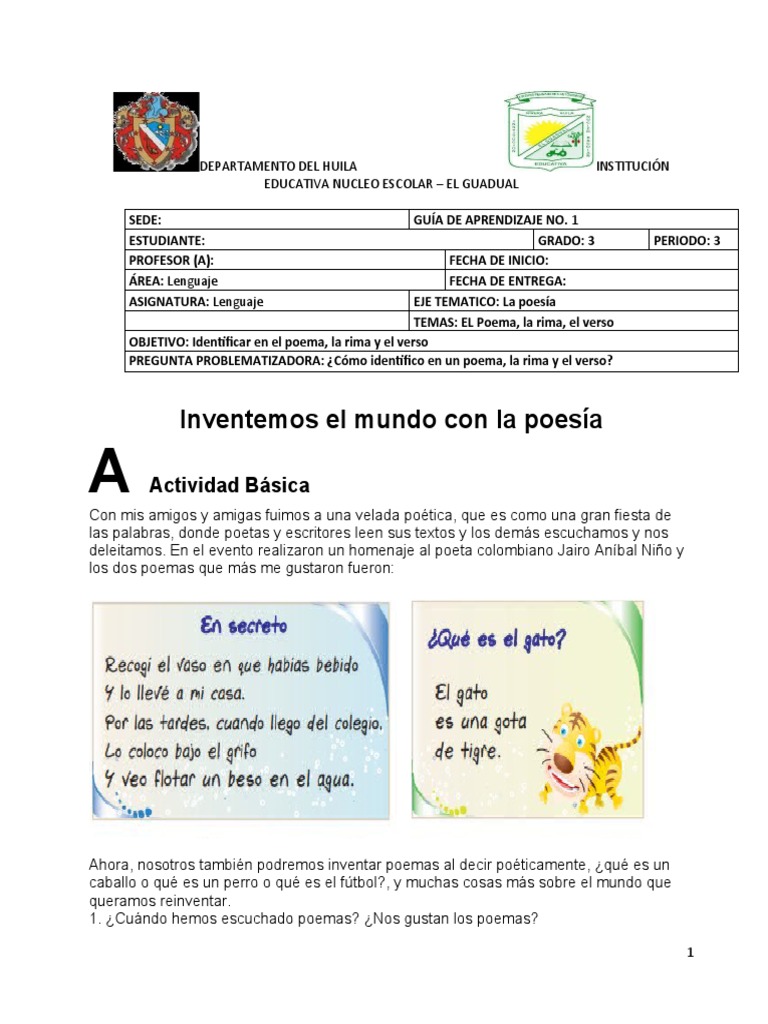 Actividades de Poesía para Tercer Grado | PDF | Poesía