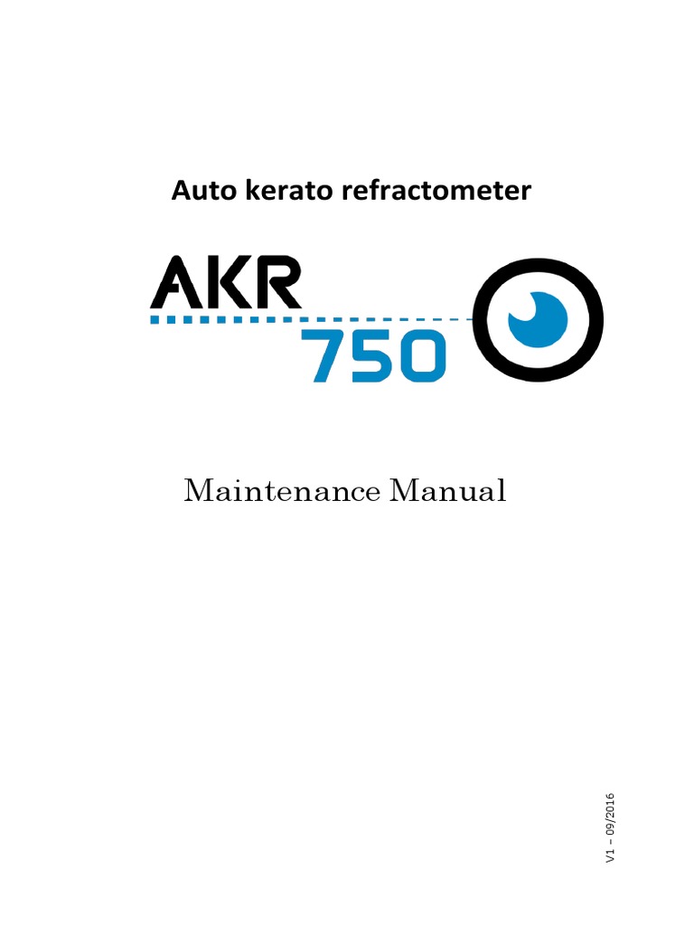 Auto Kerato Refractometer Maintenance Manual PDF Cornea Eye