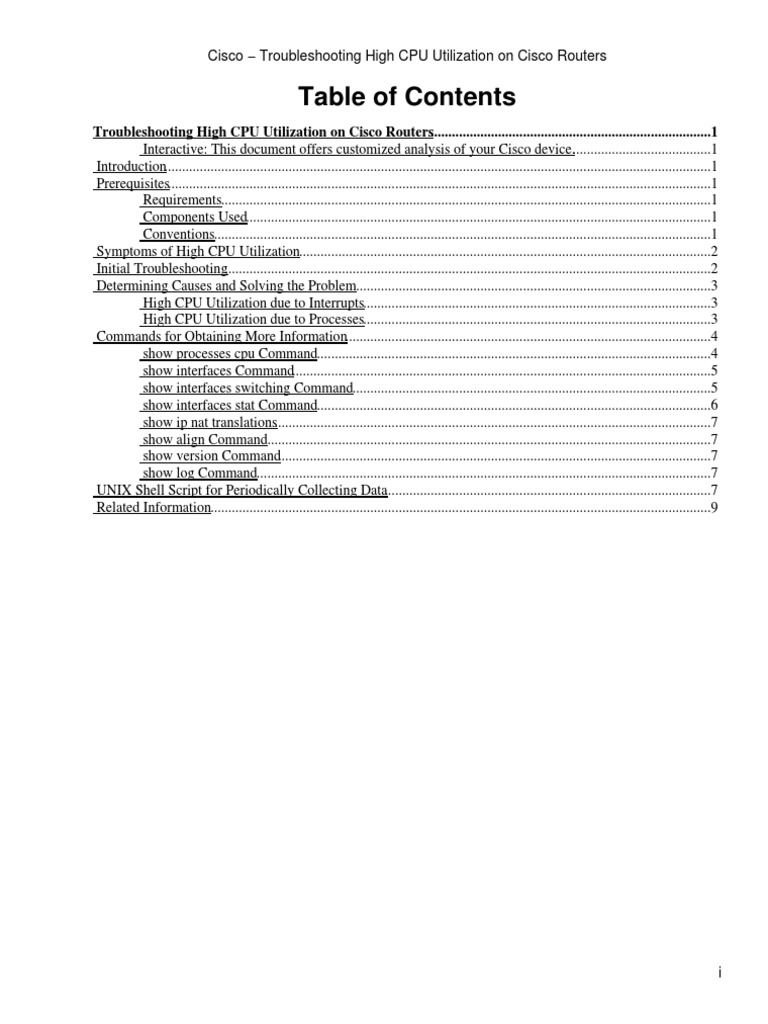 Troubleshooting high cpu utilization on cisco routers