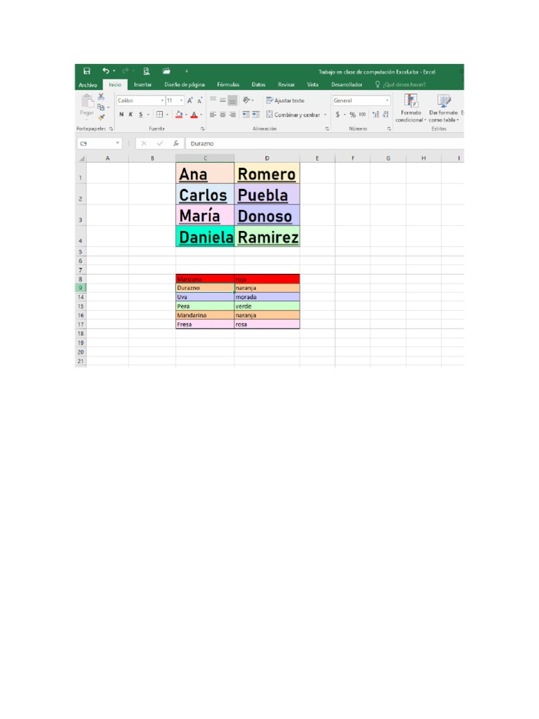 tablas en excel PDF