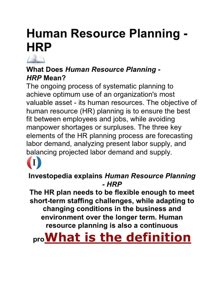 Human Resource Planning Overview | PDF | Finance & Money Management