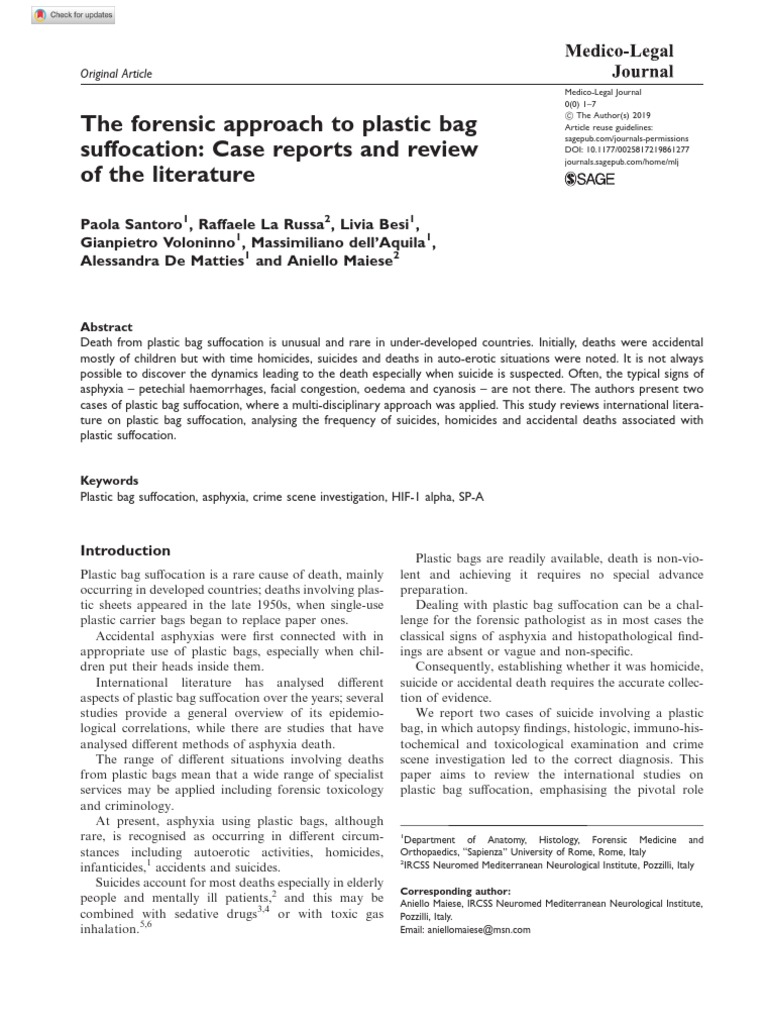 Forensic Approach To Plastic Suffocation PDF Pathology Autopsy