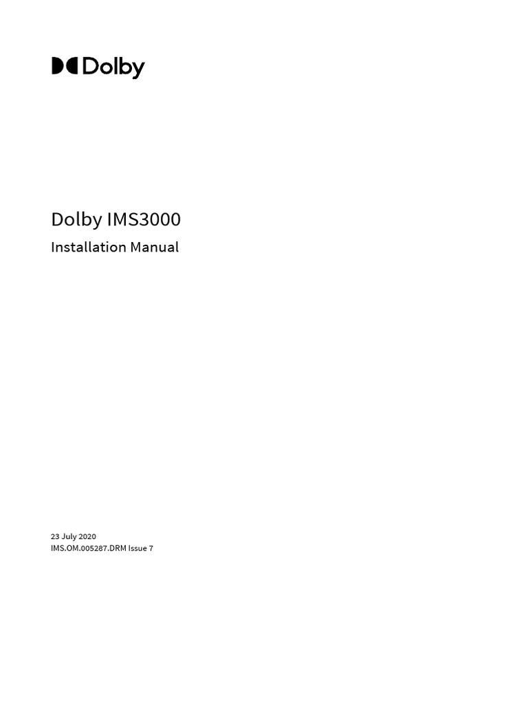 Dolby IMS3000 Installation Manual 005287 Issue 7 | PDF | Computer ...