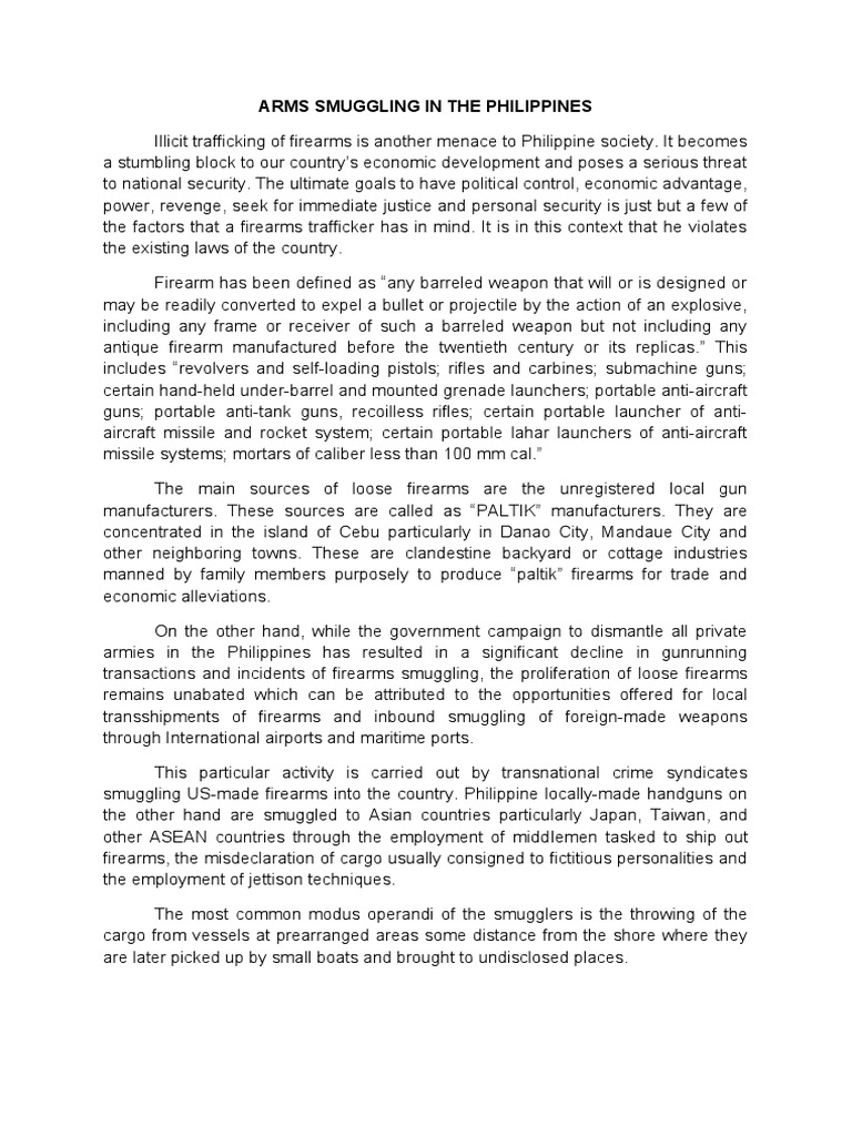 Arms Smuggling in The Philippines | PDF | Firearms | Smuggling