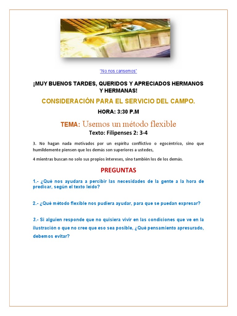 Consideraciones para el Servicio del Campo | PDF