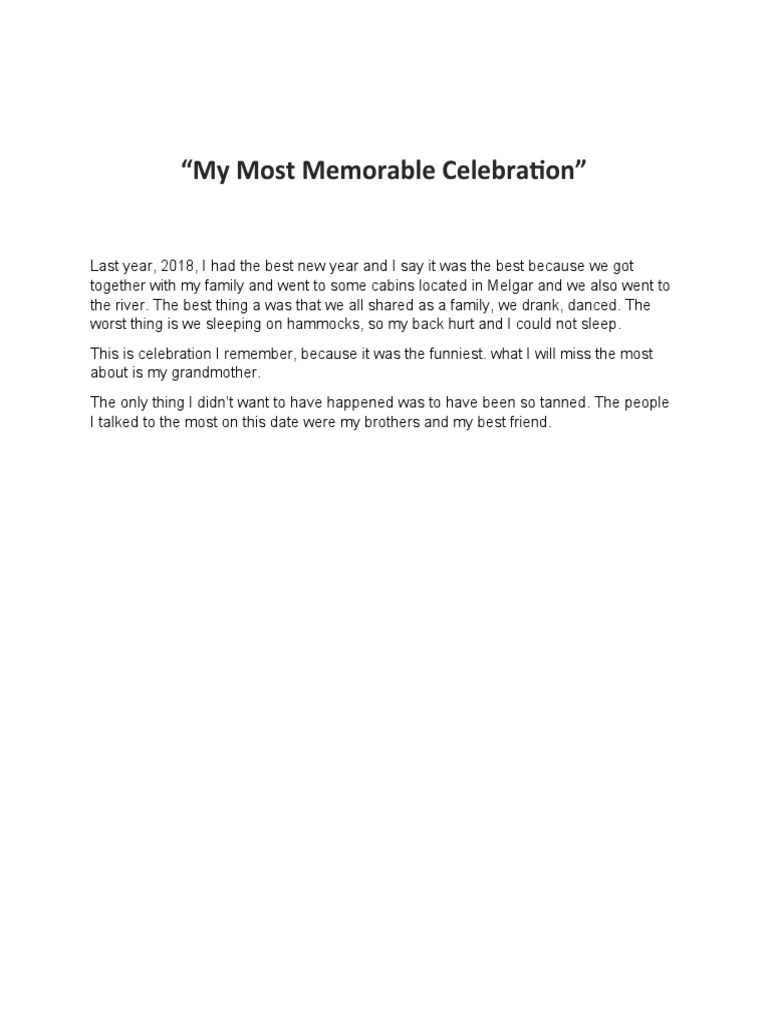 My Most Memorable Celebration PDF