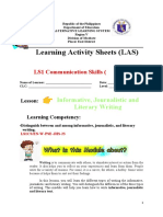 Learning Activity Sheets (LAS) : LS1 Communication Skills